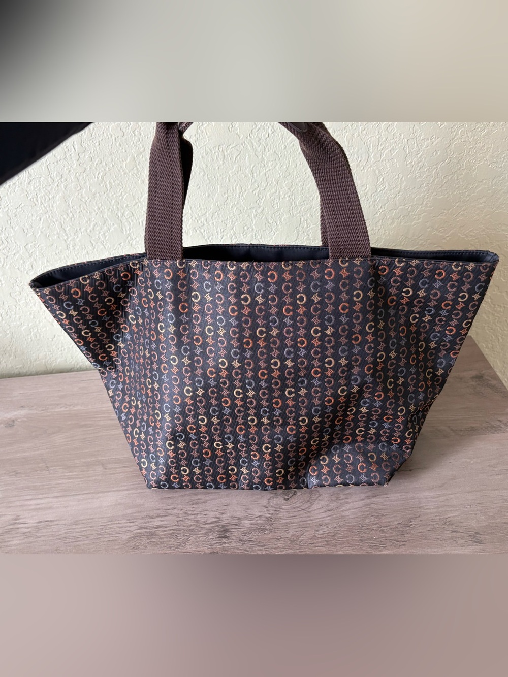Celine Paris Monogram Brown Black Multicolor Zip Tote Shoulder Bag